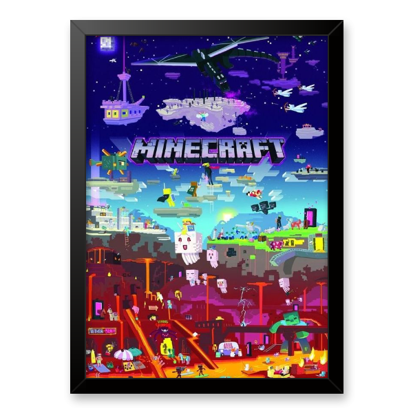 Quadro decorativo A4 Mobs Do Minecraft Cartoons